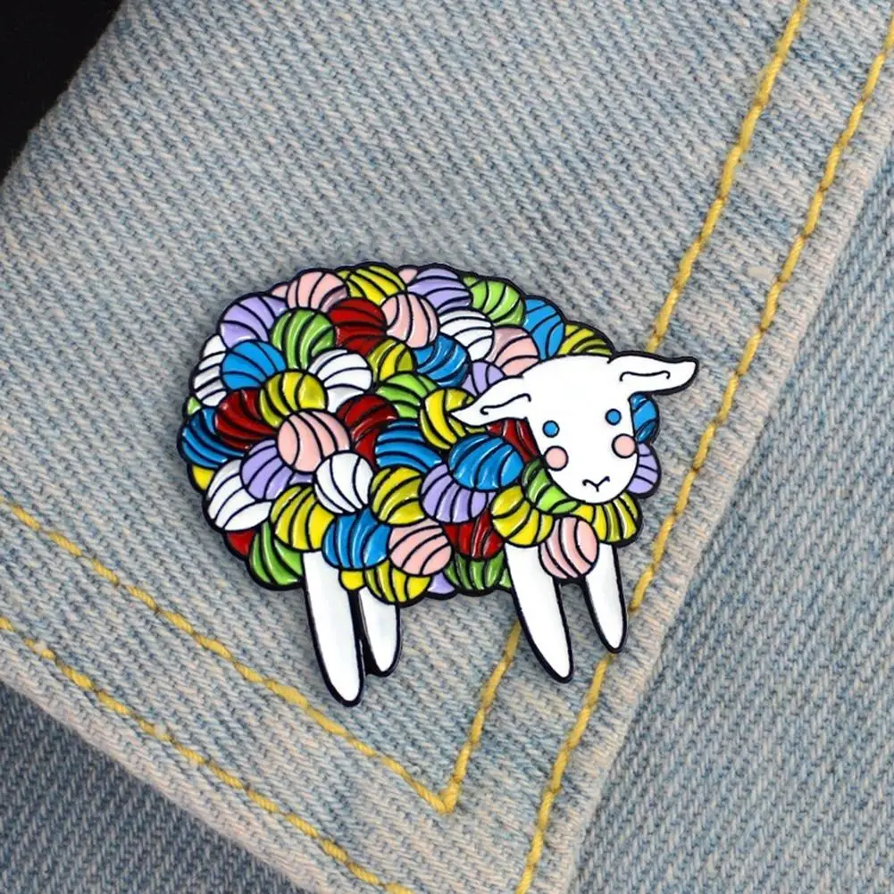 

Fashion Colorful Cartoon Sheep Enamel Lapel Pin Badge Brooch Denim Jewelry enamel pin бѬои для женин